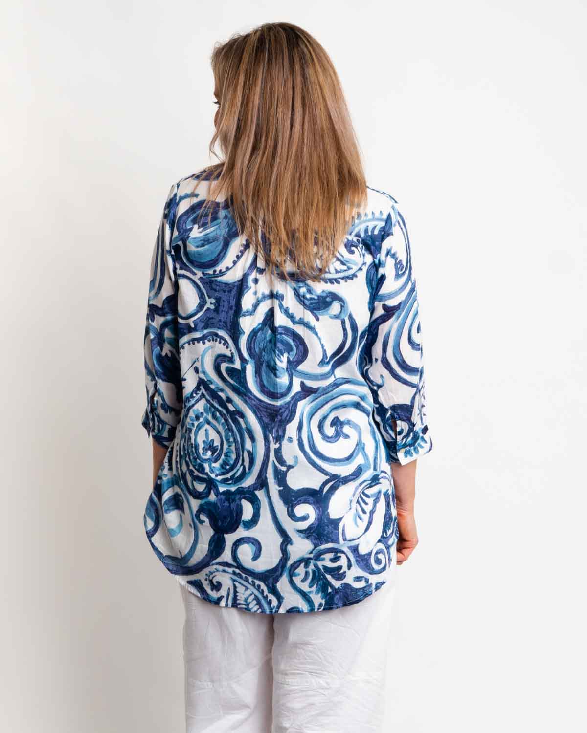 Palm Cove Top in Denim Swirl