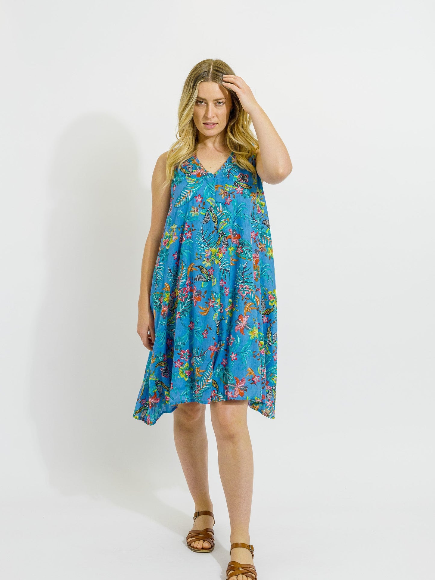 Coolum Dress in Blue Garden