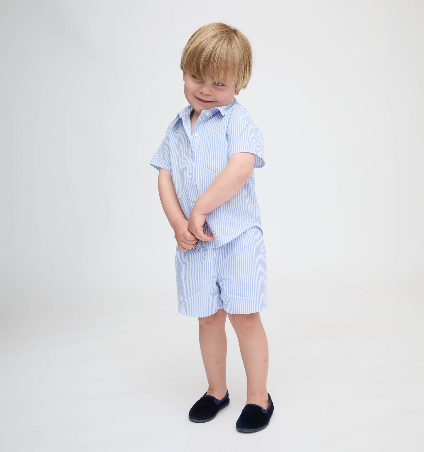The Tiny Beau Shirt - Blue/White Stripe