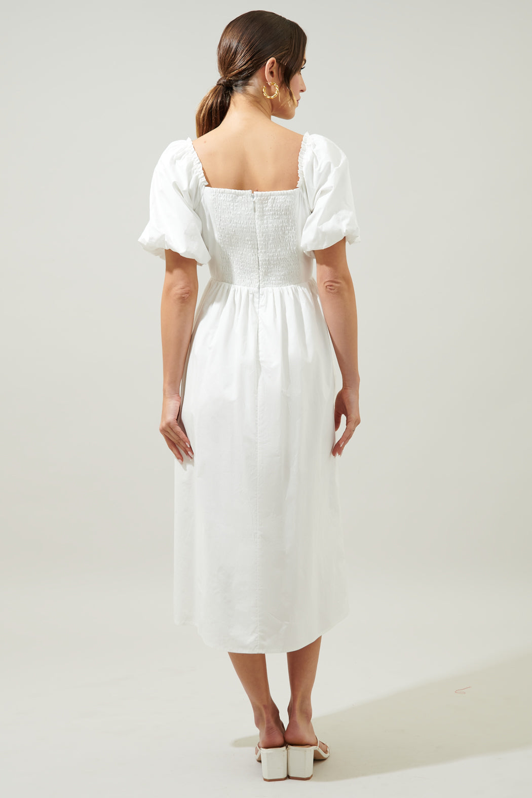 Cyril Balloon Sleeve Babydoll Midi Dress