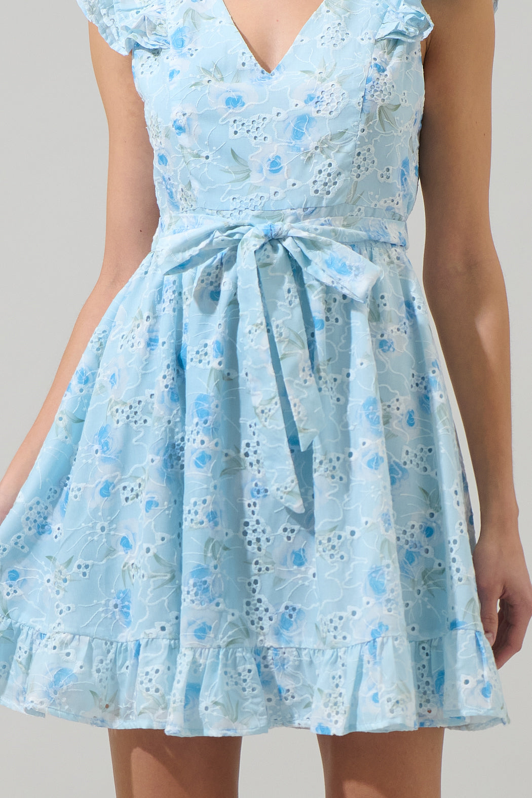 Boleta Aurellia Ruffle Eyelet Mini Dress