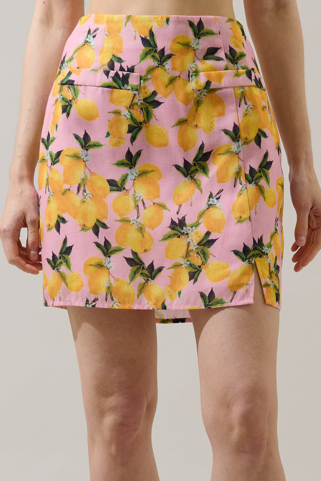 Desery Linen Mini Skirt Lemon