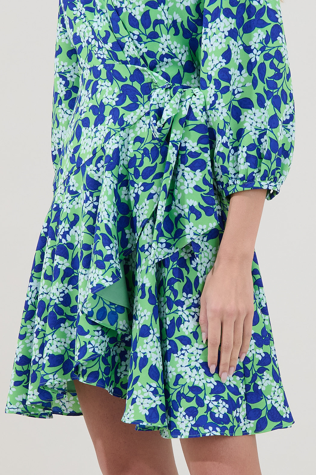 Berta Wrap Ruffle Mini Dress Floral
