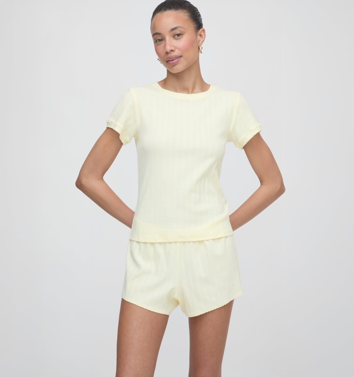 The Coco Pointelle PJ Set - Butter Yellow Pointelle