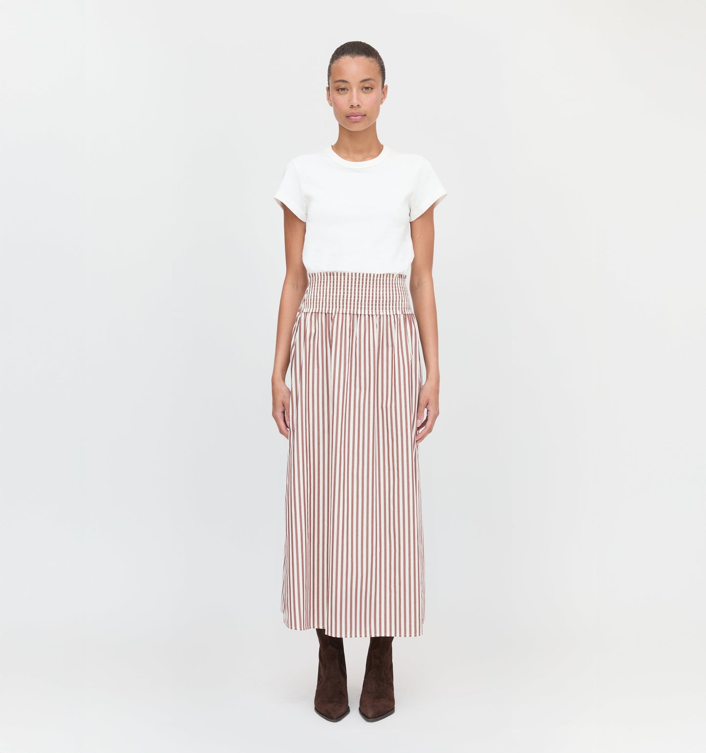The Delphine Nap Skirt - Rust Stripe