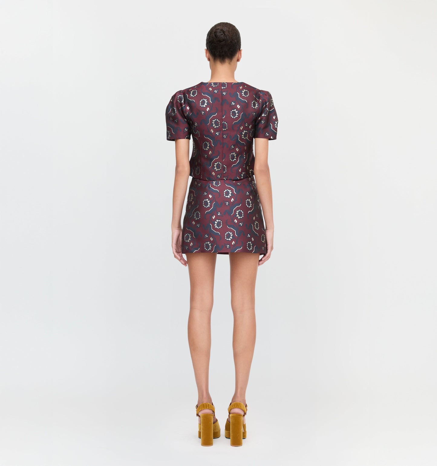 The Hallie Skirt - Burgundy Baroque Jacquard