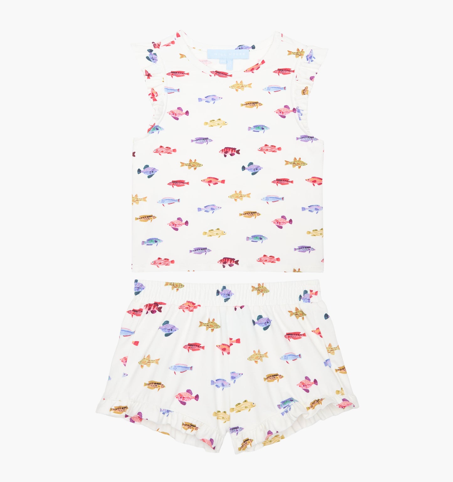 The Tiny Lala Short Set - White Rainbow Fish