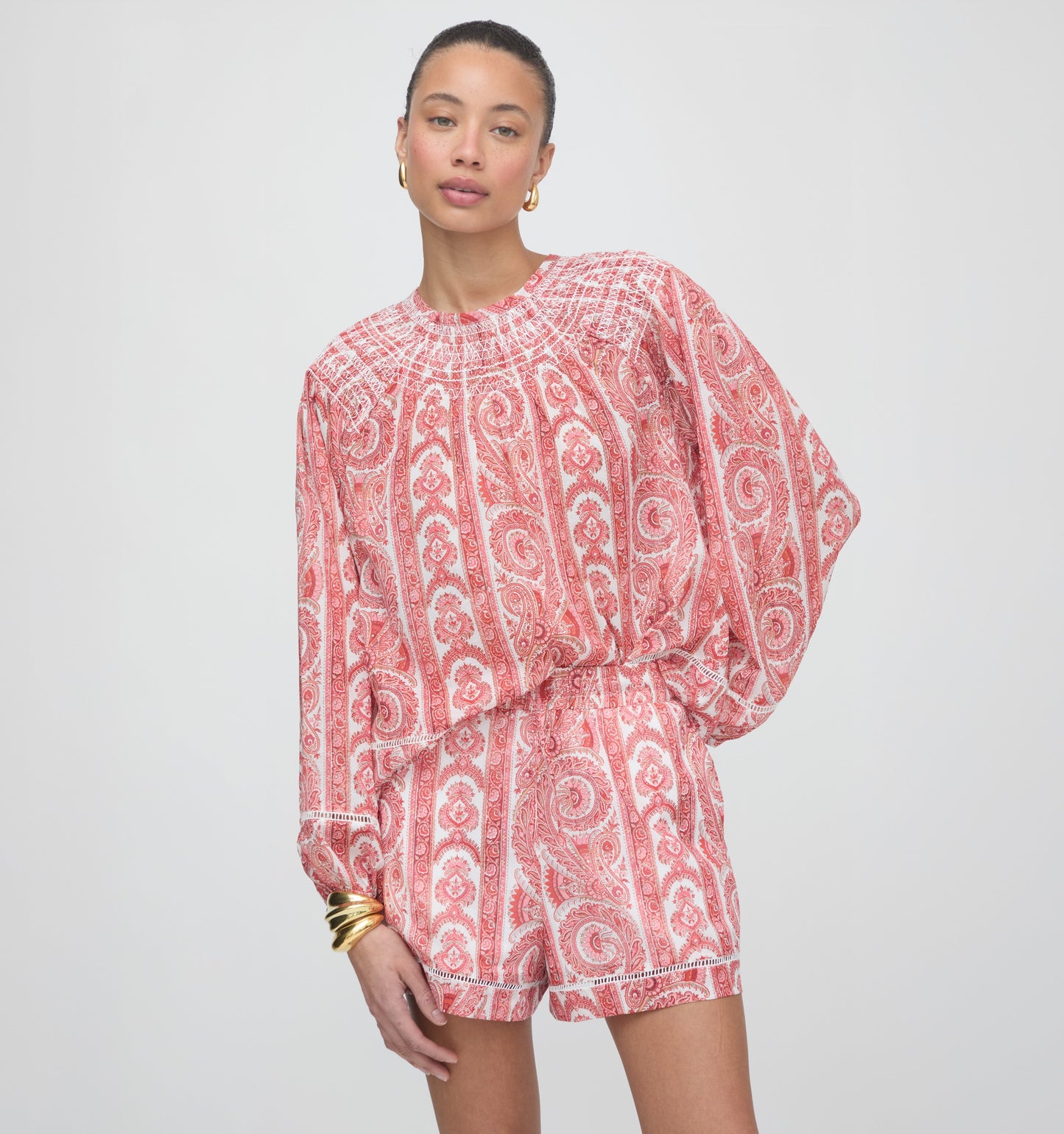The Skye Top - Coral Corsica Paisley