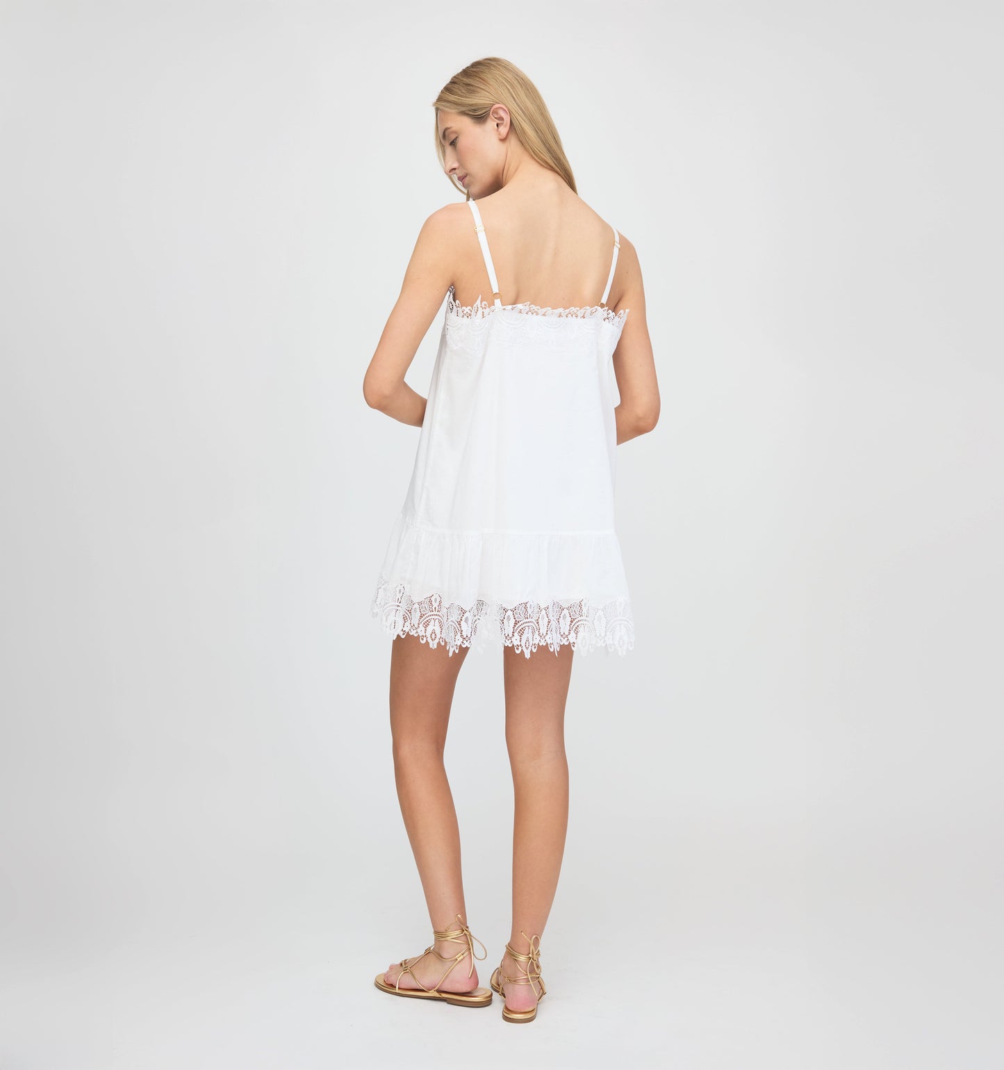 The Bexley Dress - White Voile with Lace Trim