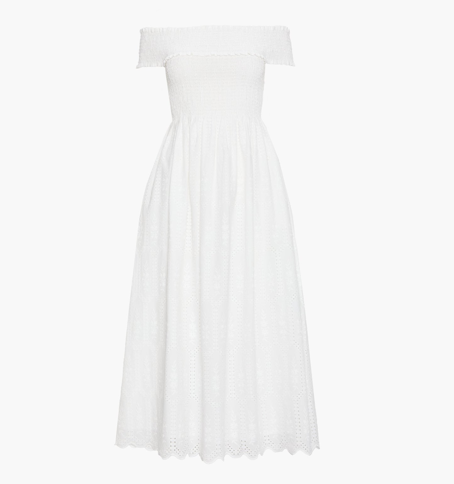 The Marguerite Nap Dress - White Trellis Broderie