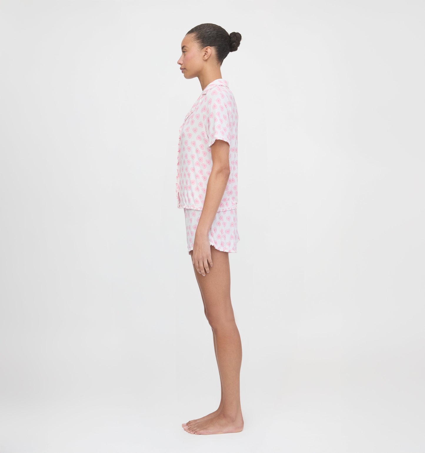 The Paige Pajama Set - Pink Doily Heart