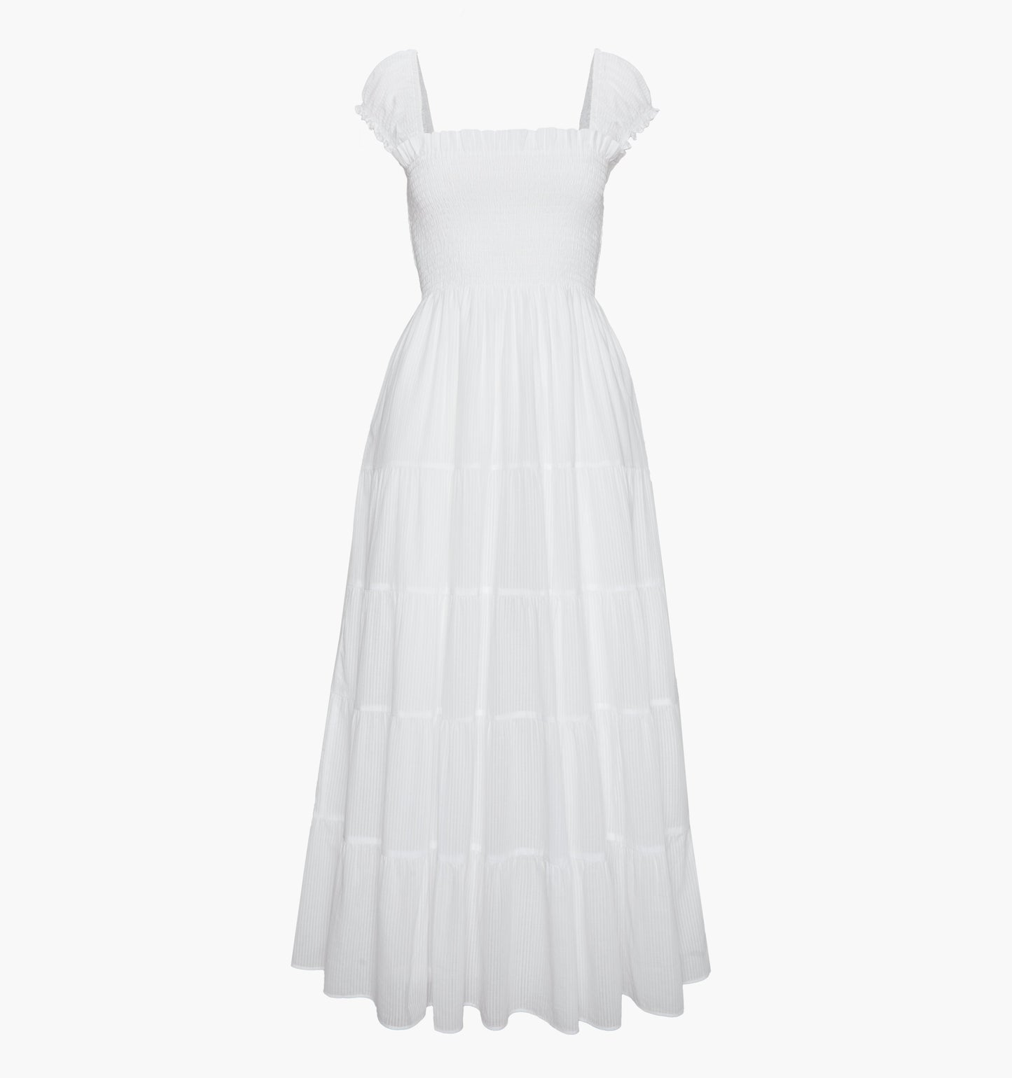 The Stella Nap Dress - White Shadow Stripe