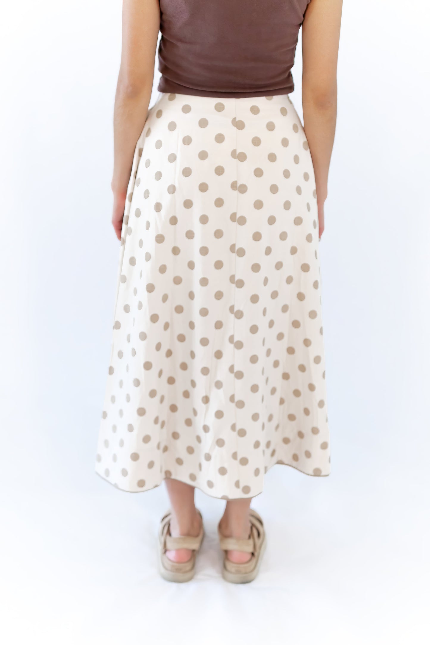 Jenson Polka Dot Tie Skirt · Taupe