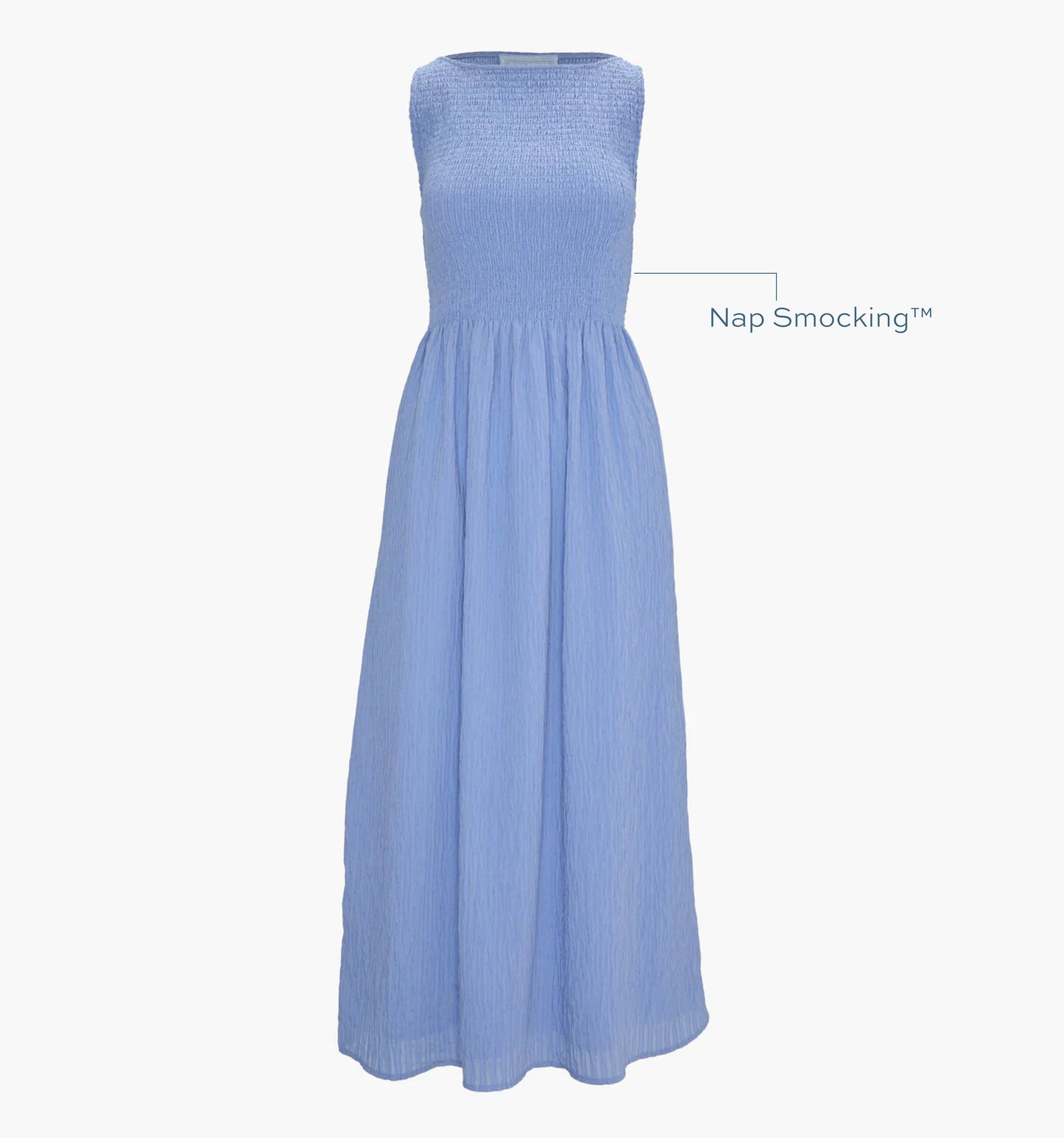 The Cosima Nap Dress - Bluebird Tonal Seersucker