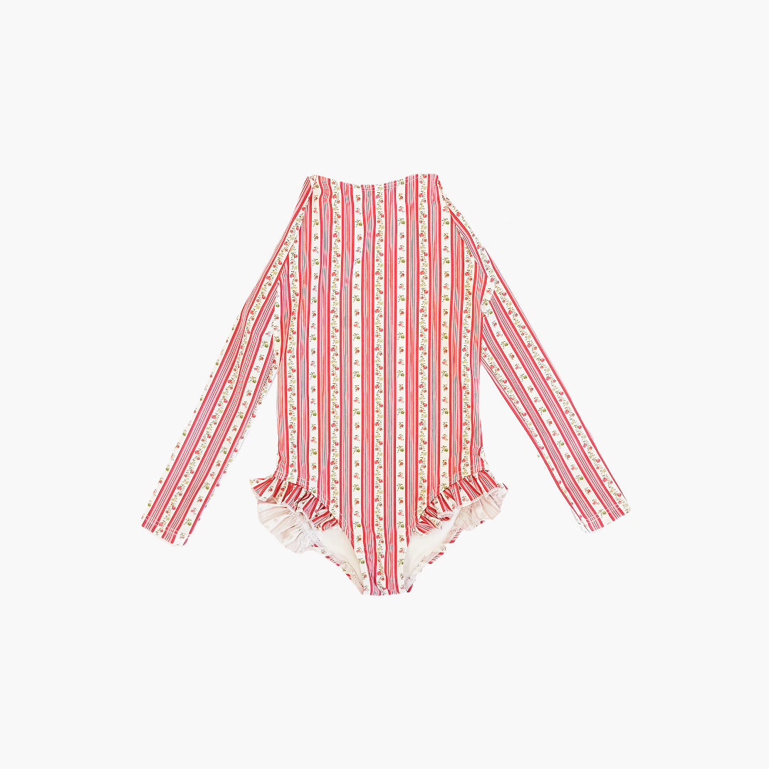 The Baby Sora Rashguard - Pansy Stripe Pink