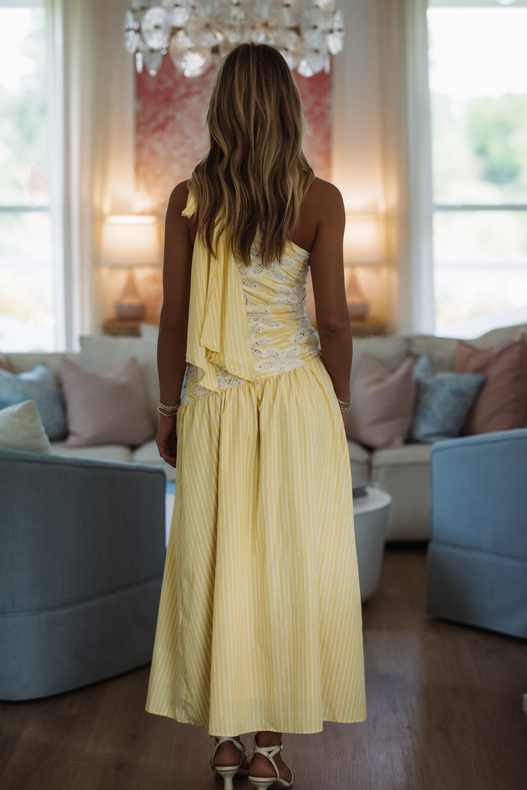Lemon Lace Maxi Dress - Yellow and White