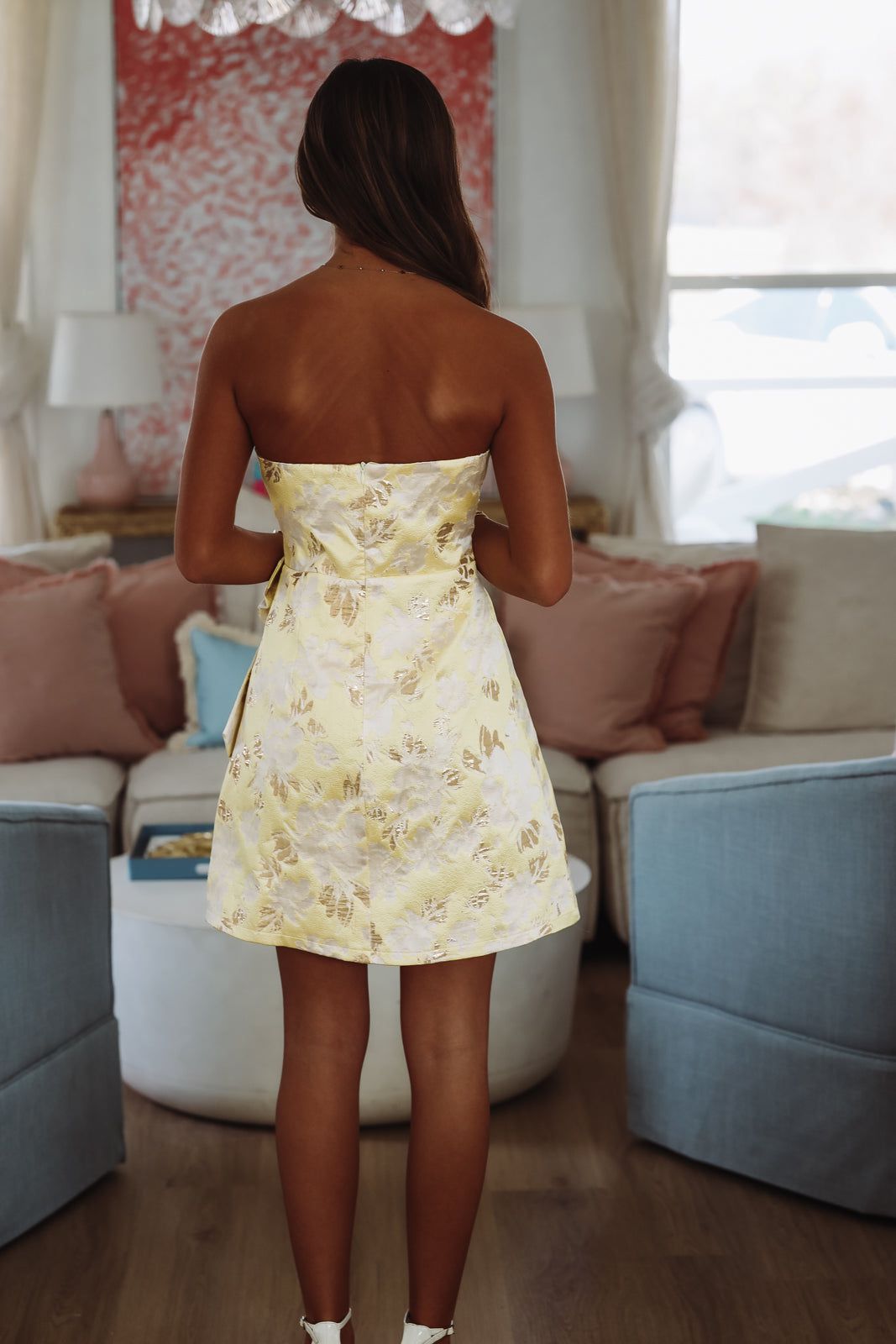 Glitter and Shine Mini Dress - Yellow and Gold