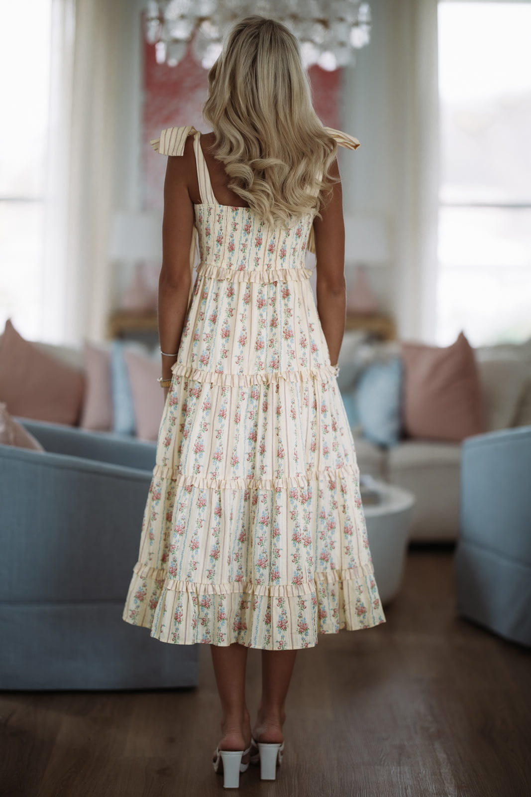 1000 Pretty Words Midi Dress - Light Yellow and Pink