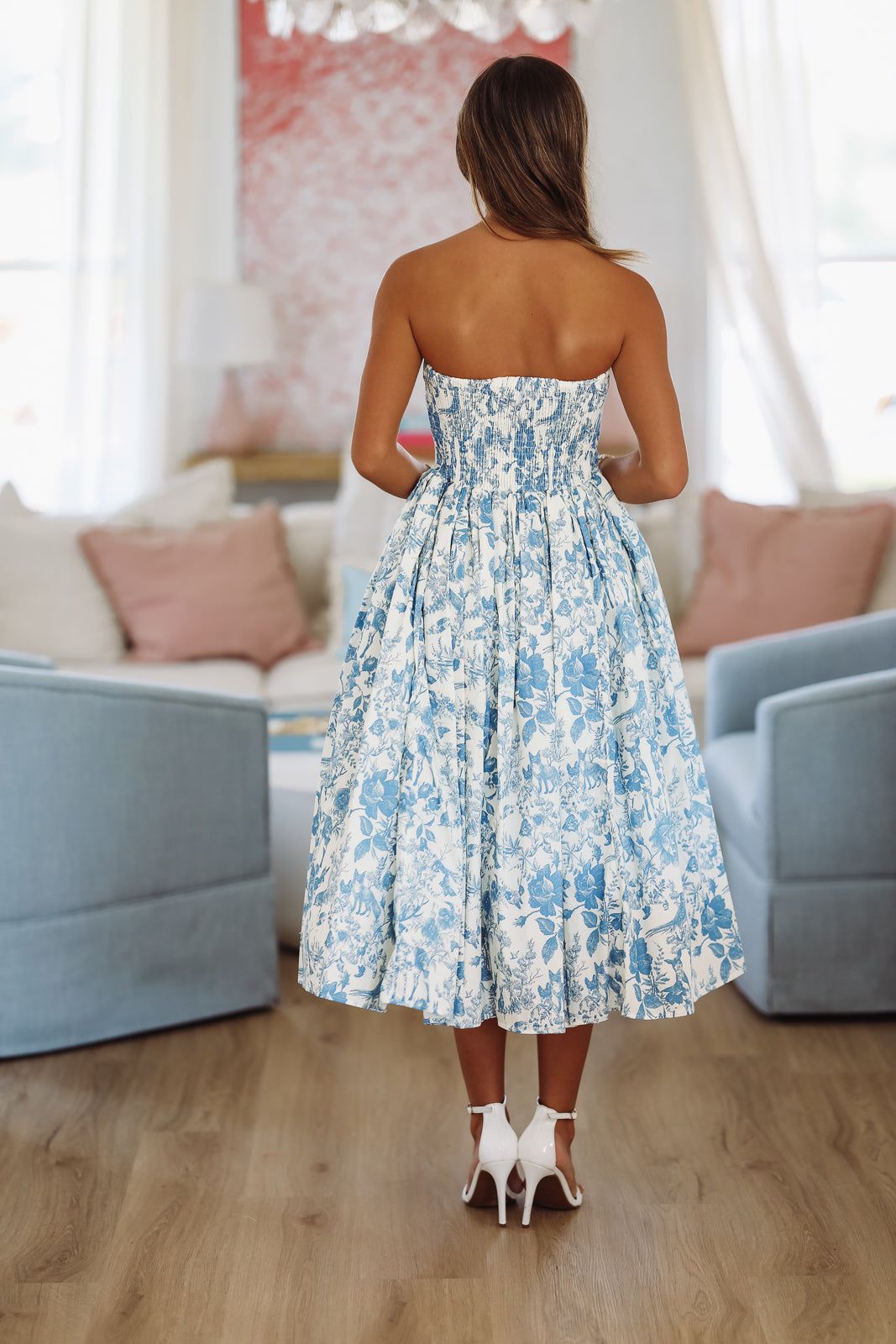 Woodland Summer Midi Dress - Blue