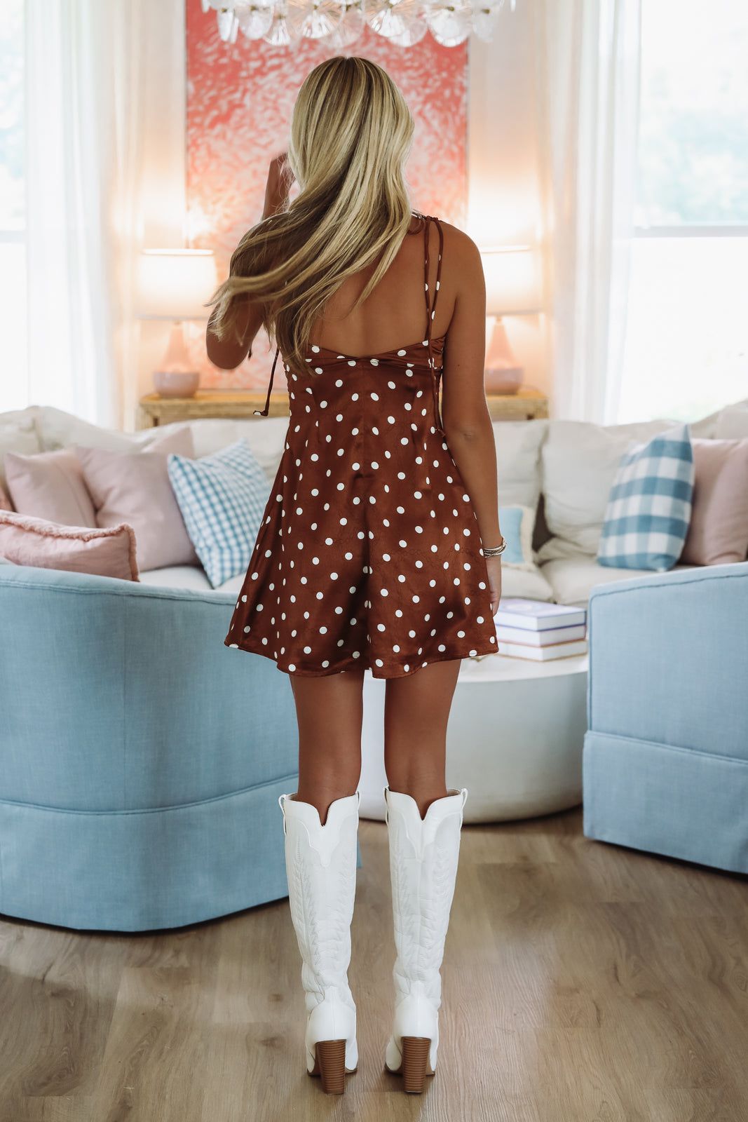 Interlude Mini Dress - Brown and White