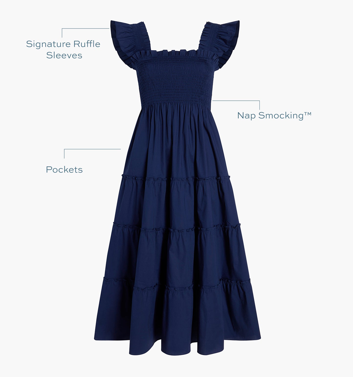 The Ellie Nap Dress - Navy Poplin