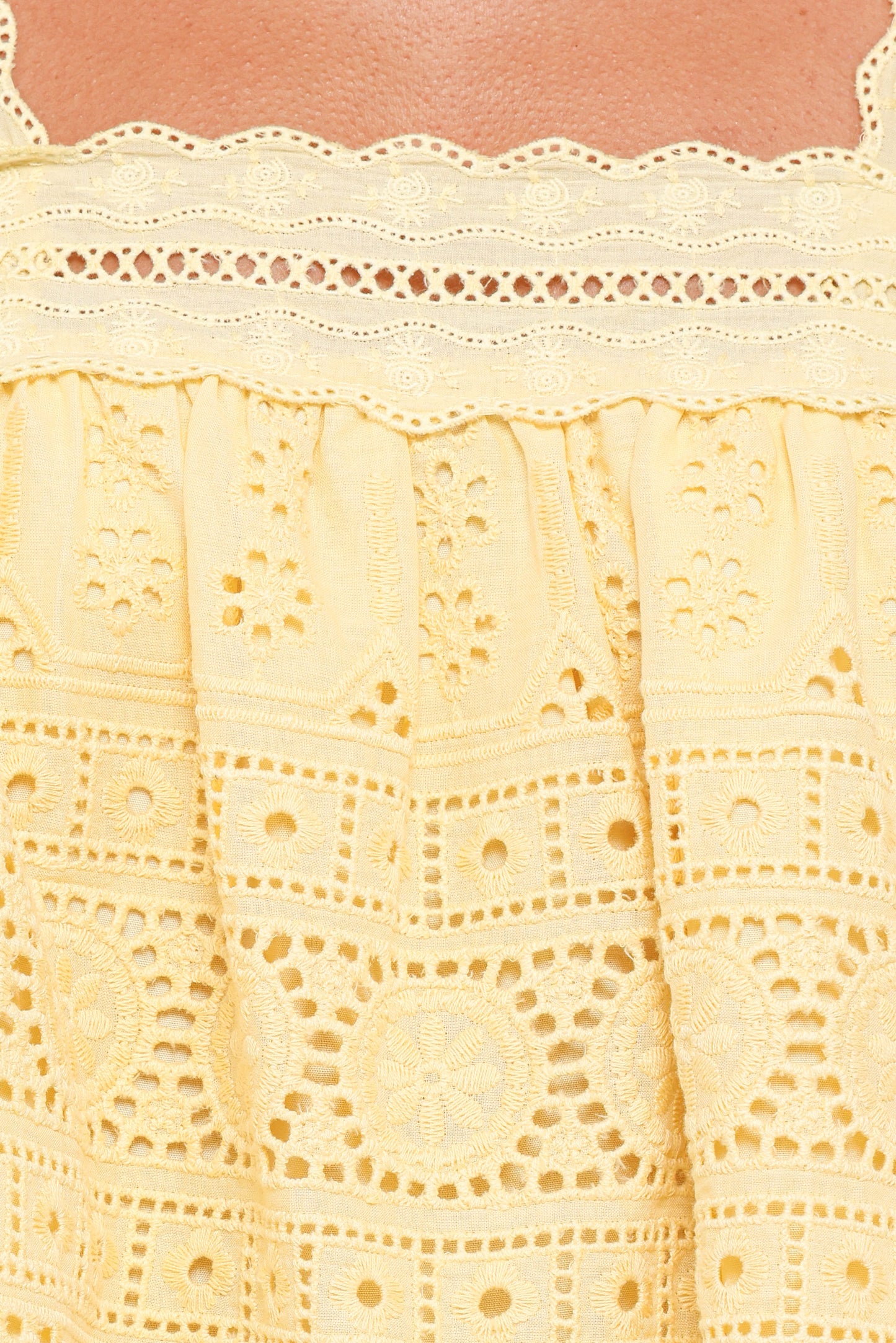 Aideen Eyelet Top - Pale Yellow