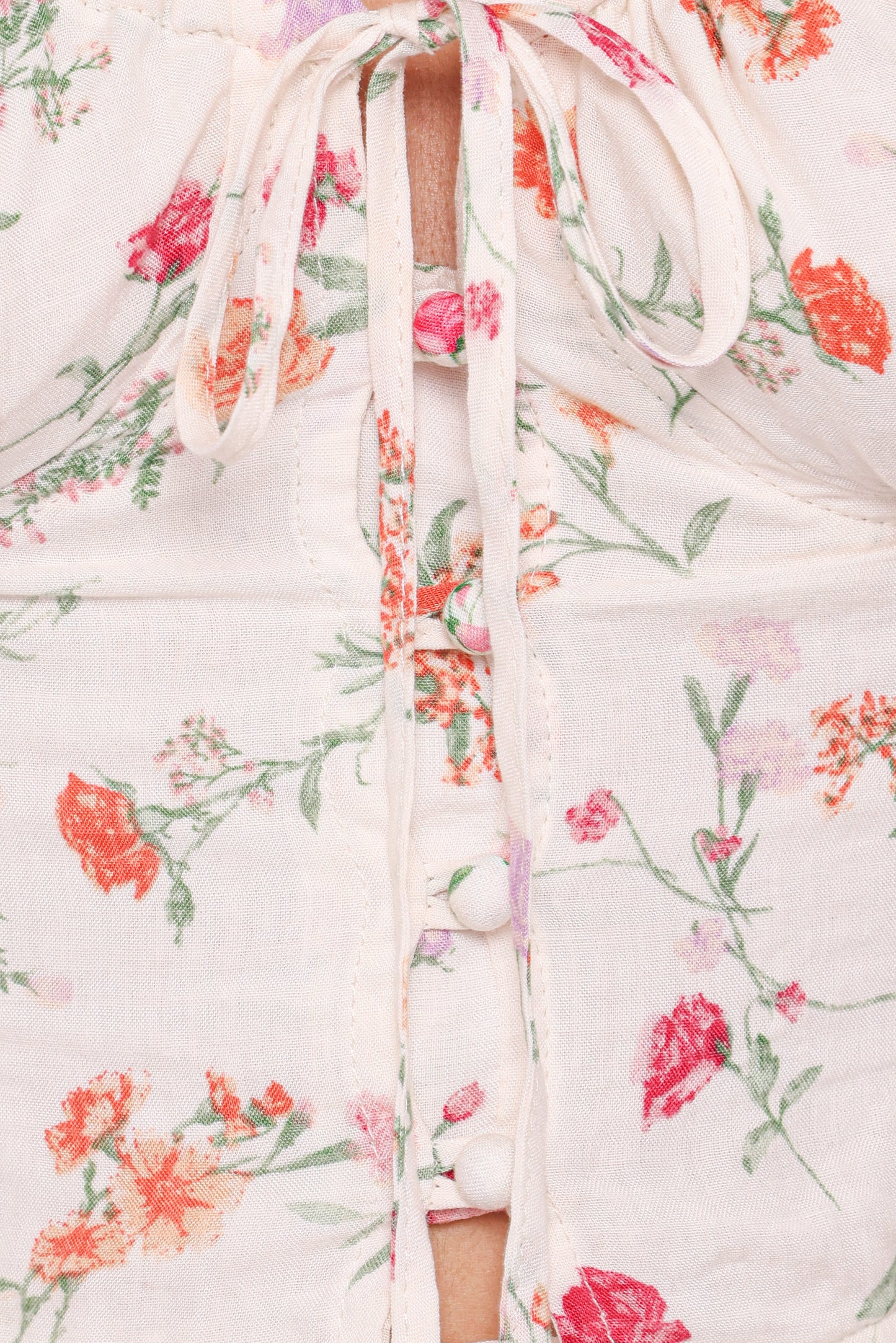 Antonia Lace Trim Top - White Poppy Rose