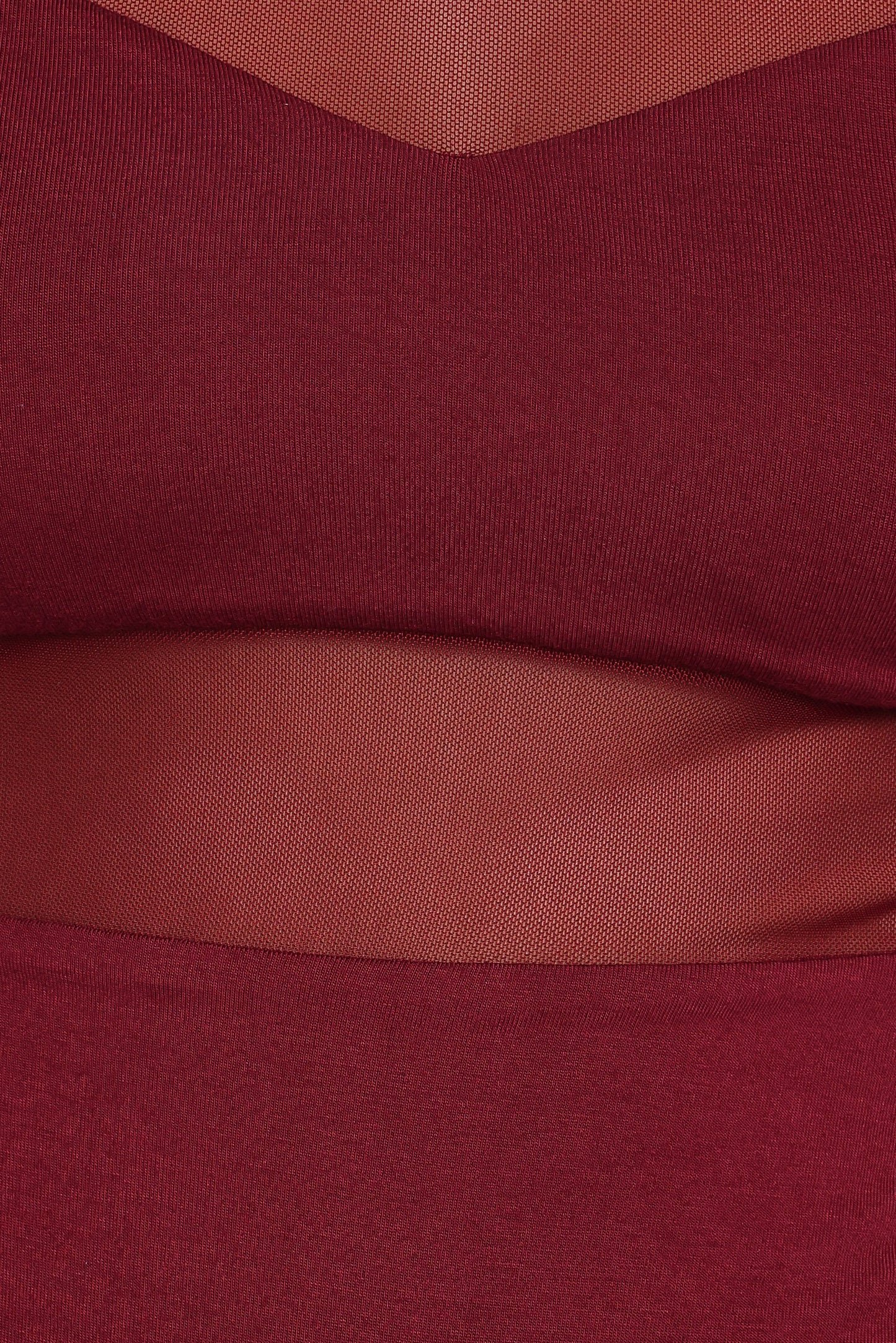 Kingsley Mesh Long Sleeve Bodysuit - Merlot