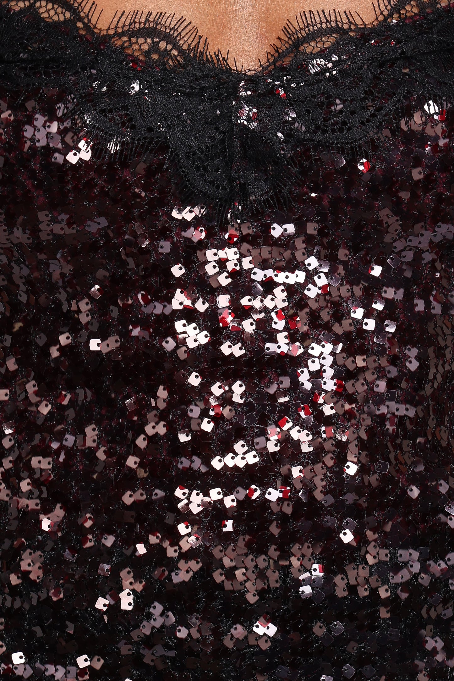 Pixie Lace And Sequins Cami - Burgundy