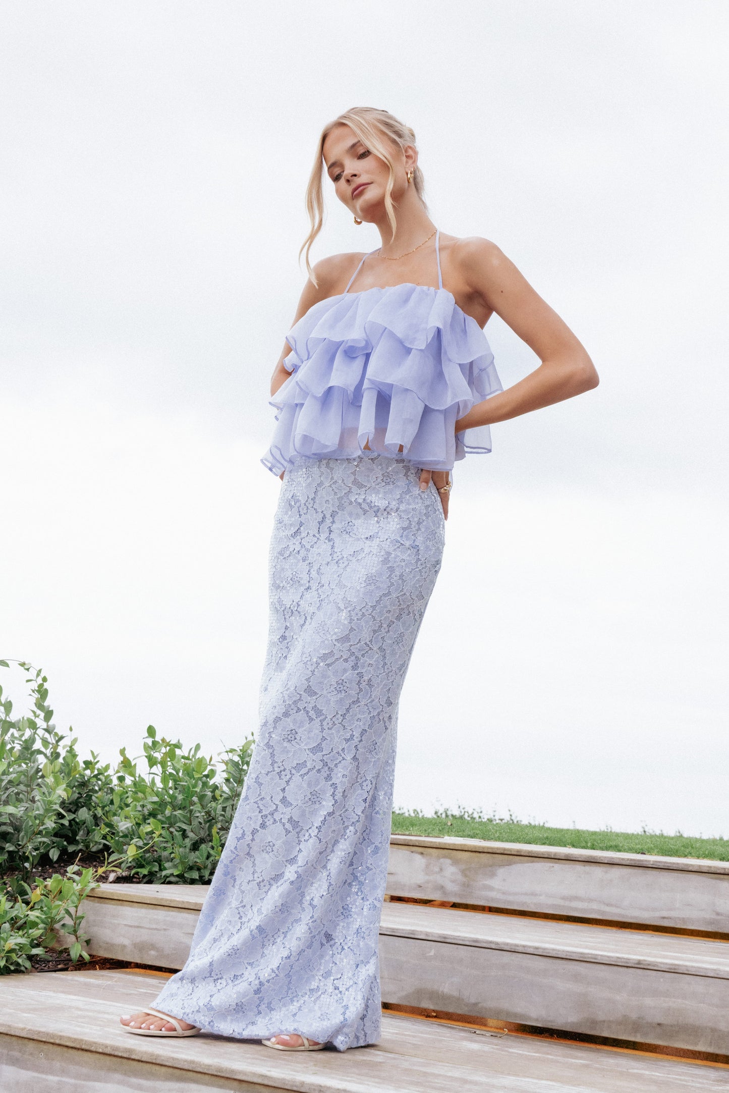 Taelya Flounce Top - Blue