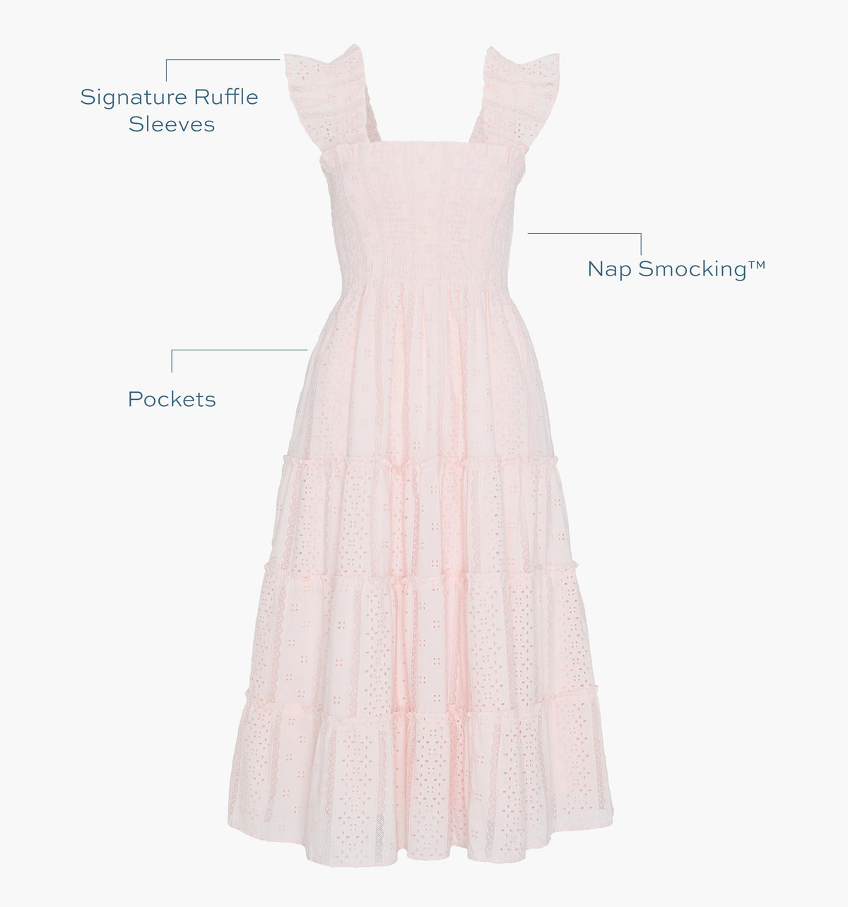 The Ellie Nap Dress - Pink Broderie Voile