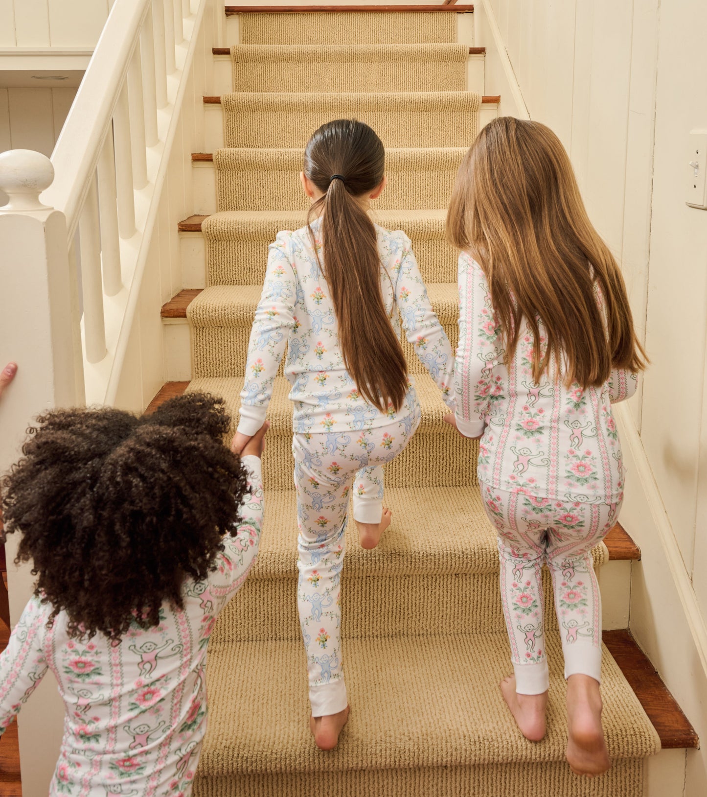 Roller Rabbit x Hill House Kids Pajamas - Pink Monkey Block Stripe