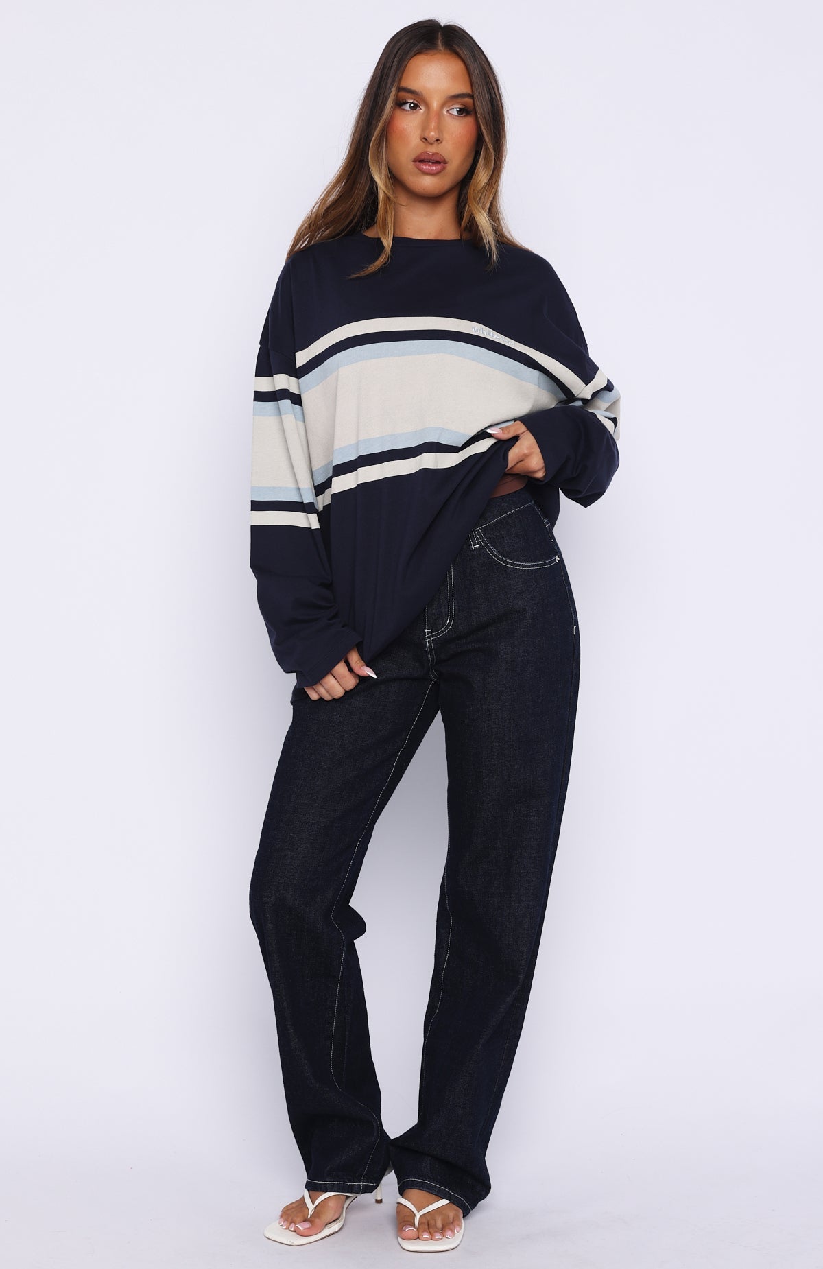 Too Cool For You Oversized Long Sleeve Tee Navy