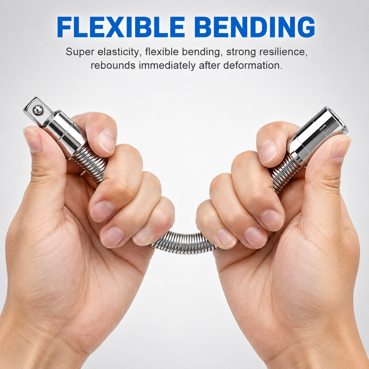 Universal Flexible Spring Socket Extension Bar, 1/4" 3/8" 1/2" Drive Bendable Extension Rod for Hard-To-Reach Narrow Spaces
