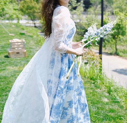 Pastoral toile dress duster and dress set