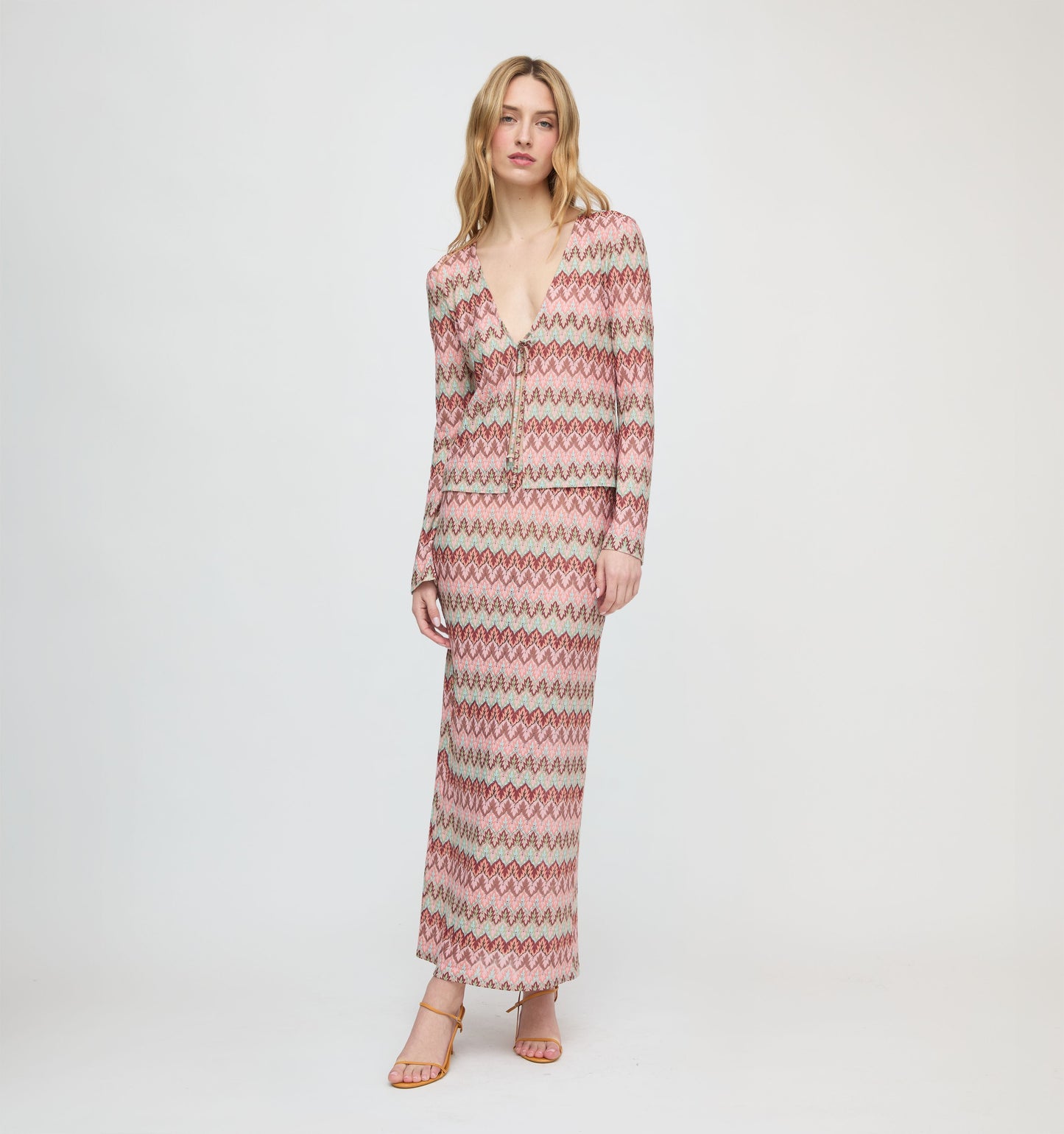 The Zoey Maxi Skirt - Pink Multi Smooth Shimmer Knit