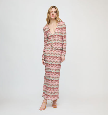 The Zoey Maxi Skirt - Pink Multi Smooth Shimmer Knit