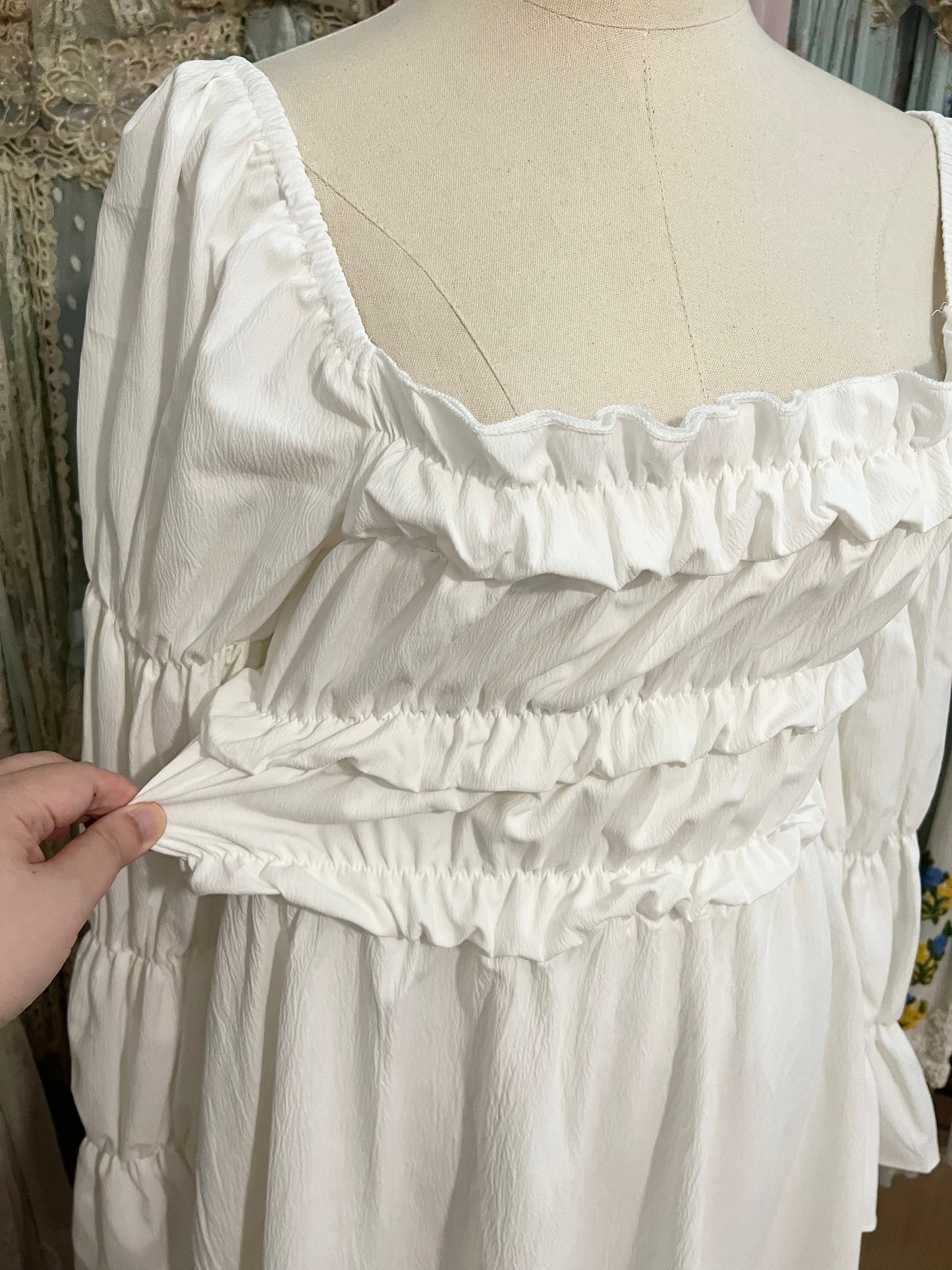 Floating clouds ruched dress
