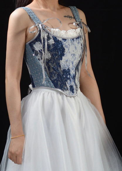 Denim love corset