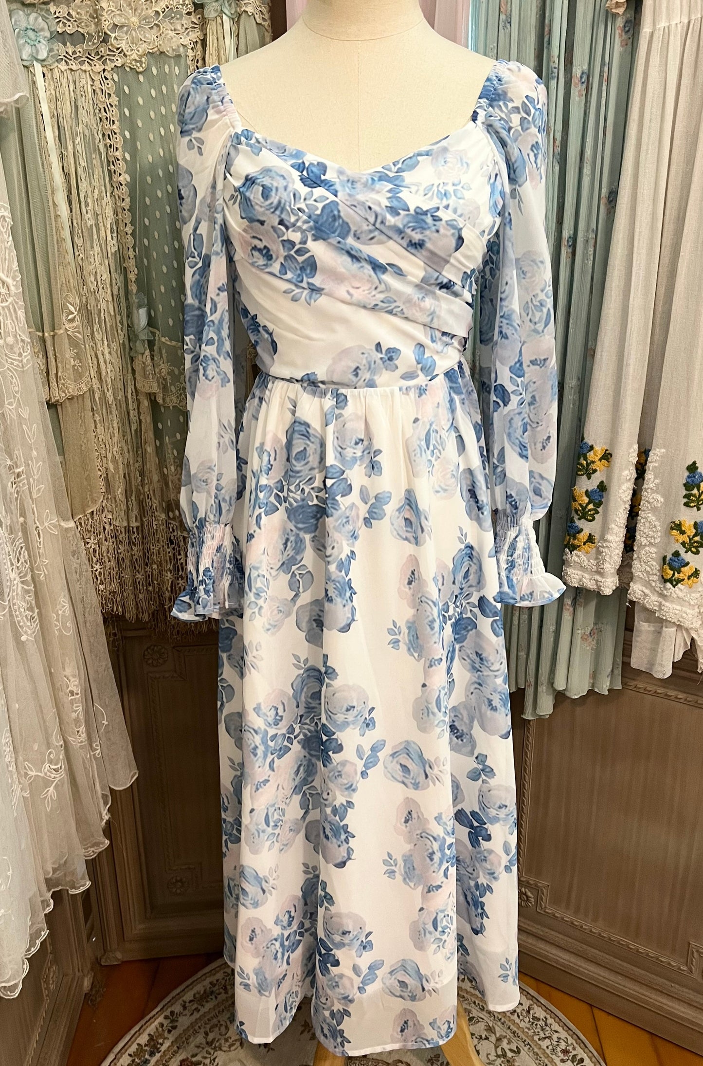 Blue roses dress