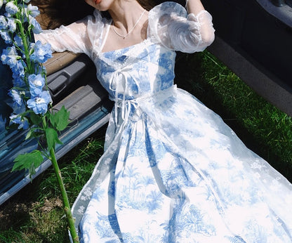 Pastoral toile dress duster and dress set