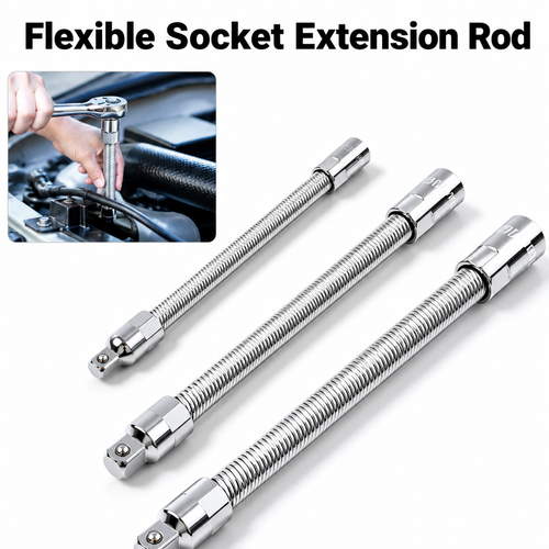 Universal Flexible Spring Socket Extension Bar, 1/4" 3/8" 1/2" Drive Bendable Extension Rod for Hard-To-Reach Narrow Spaces