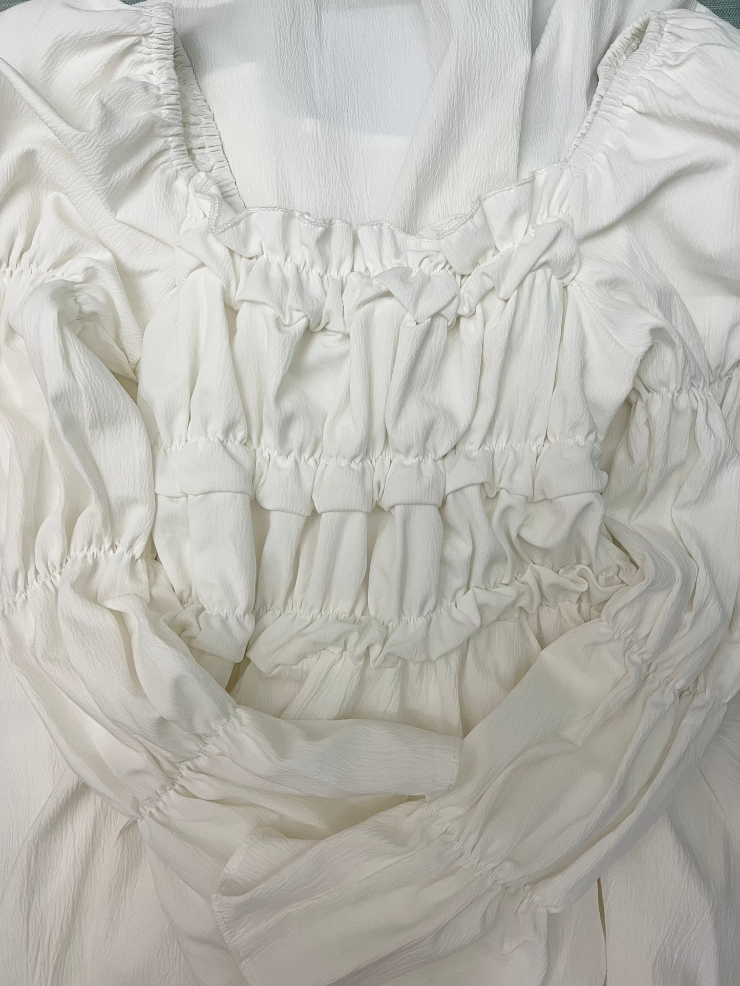 Floating clouds ruched dress