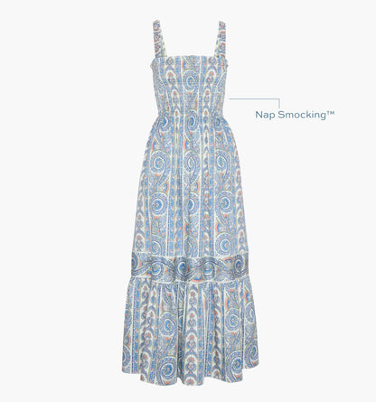 The Anjuli Nap Dress - Blue Corsica Paisley