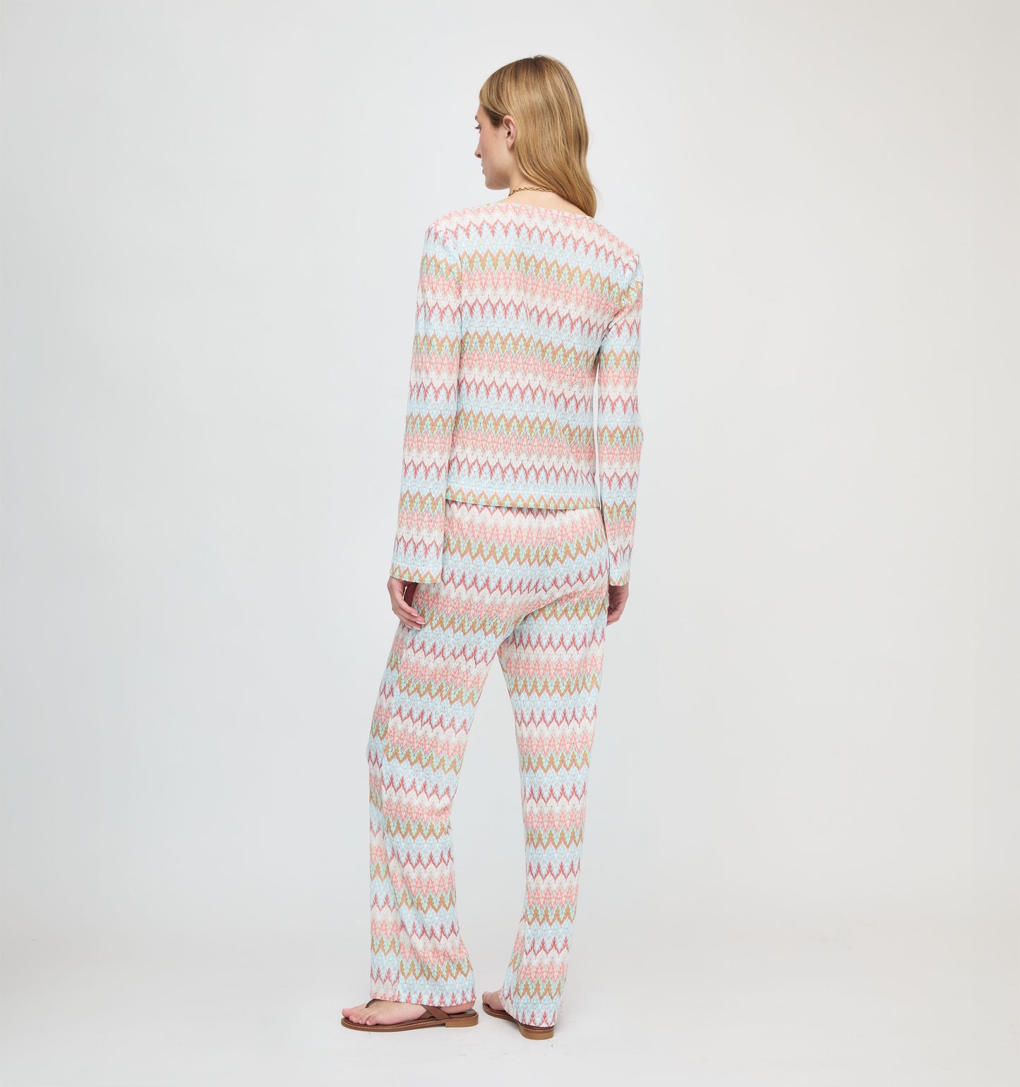 The Alden Pant - White Multi Smooth Shimmer Knit