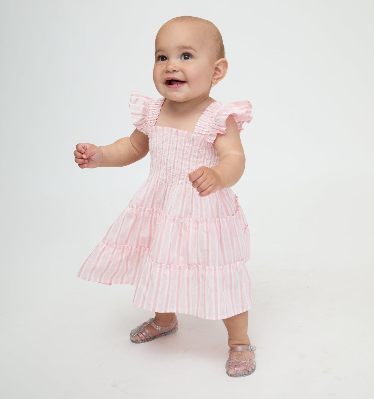 The Baby Ellie Nap Dress - Pink Variegated Stripe