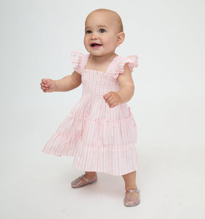 The Baby Ellie Nap Dress - Pink Variegated Stripe