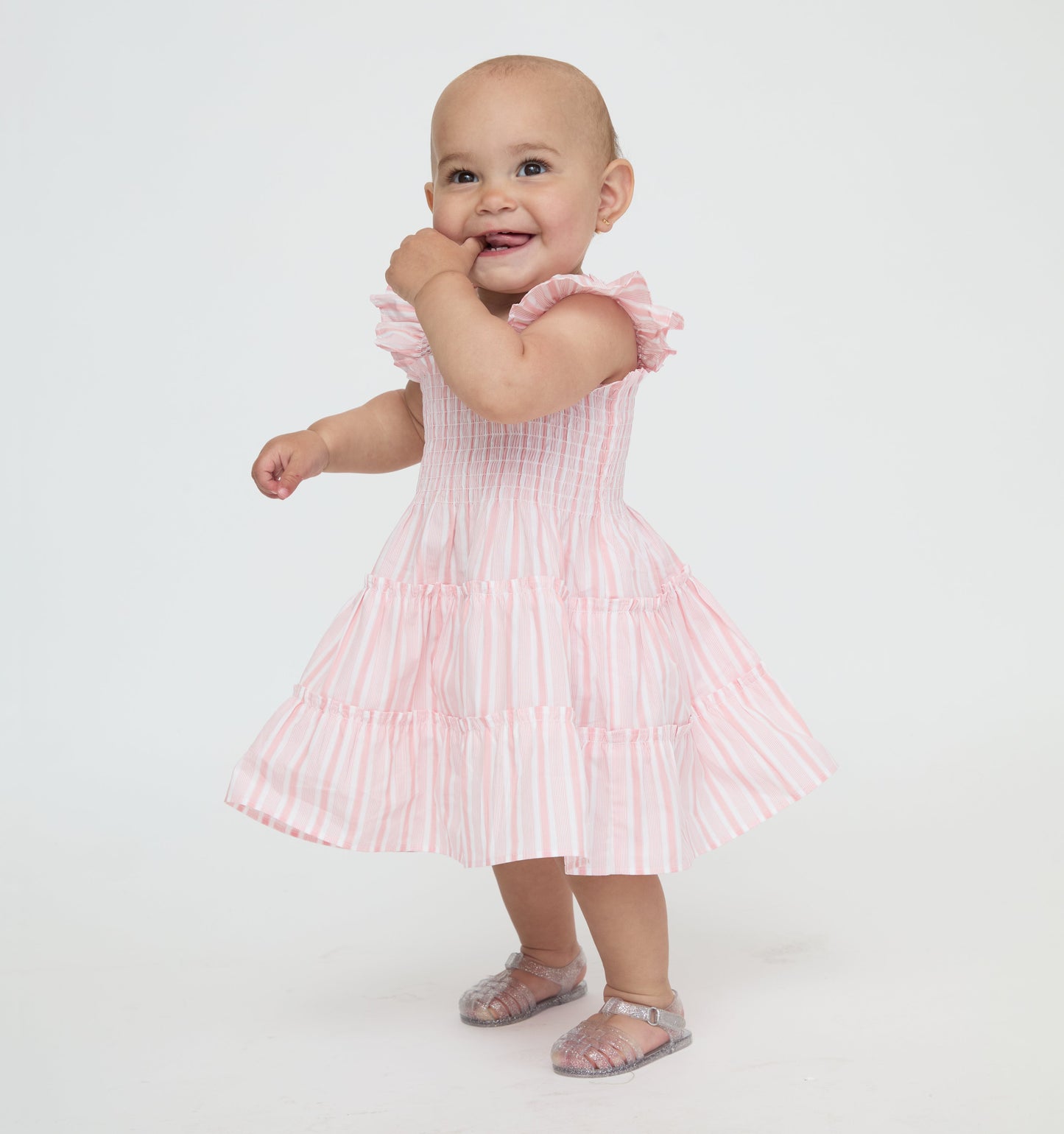 The Baby Ellie Nap Dress - Pink Variegated Stripe