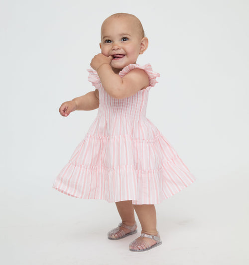 The Baby Ellie Nap Dress - Pink Variegated Stripe