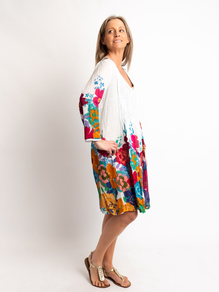 Pleated Dress Length Kurta in Japanese Floral